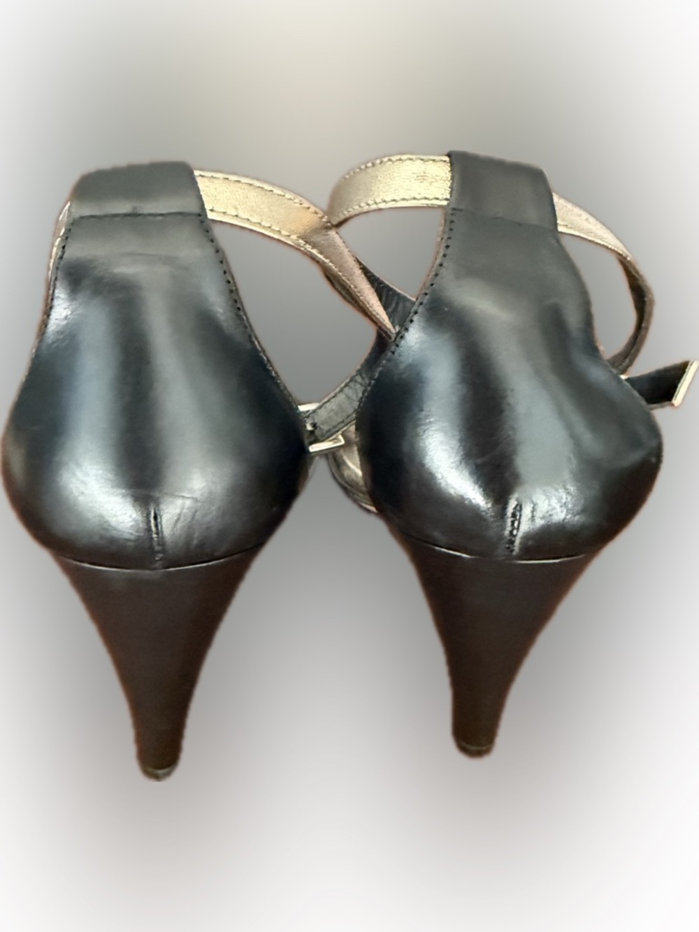 kate spade Black and Silver Ankle-Strap Open-Toe Heels - Picture 5 of 7
